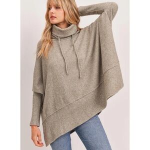 Talulah Taupe Knit Cowl Neck Pullover Sweater